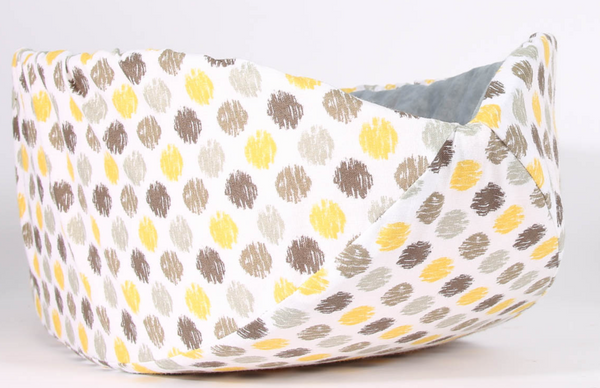 The Cat Ball | Cat Canoe Modern Cat Bed in Yellow and Grey Sunshine Ikat Polka Dots