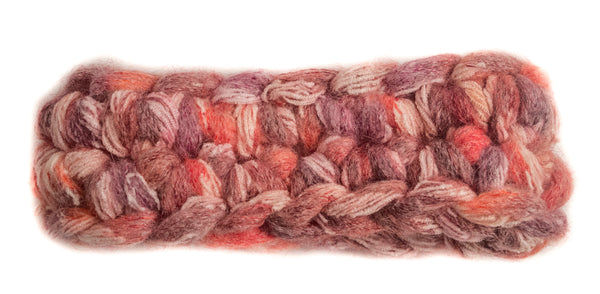 Knitted Woolen Scarf in Salmon and Purle Mix