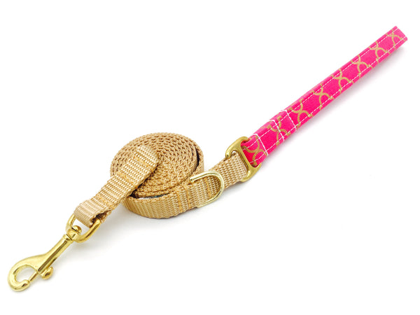4 Black Paws | Pink & Gold Trefoil Leash